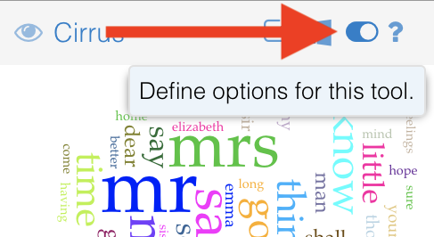 Word Cloud options from Voyant Tools