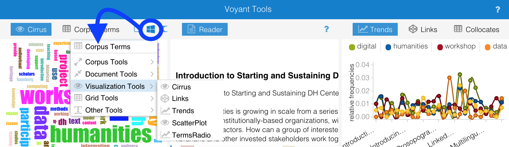 More Tools information from Voyant Tools